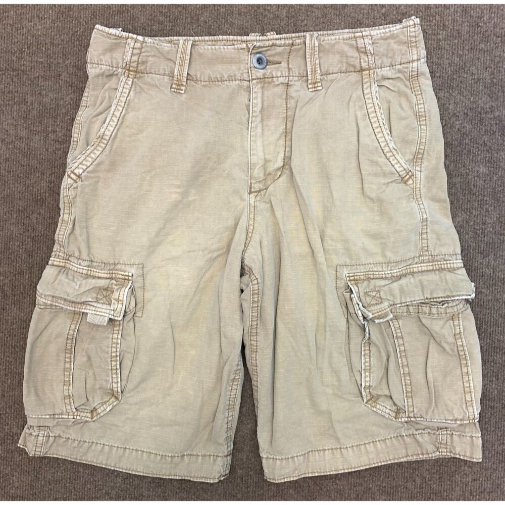 American Eagle Shorts Mens 30 Cargo Khaki Ripstop Utility Skater Military Y2K